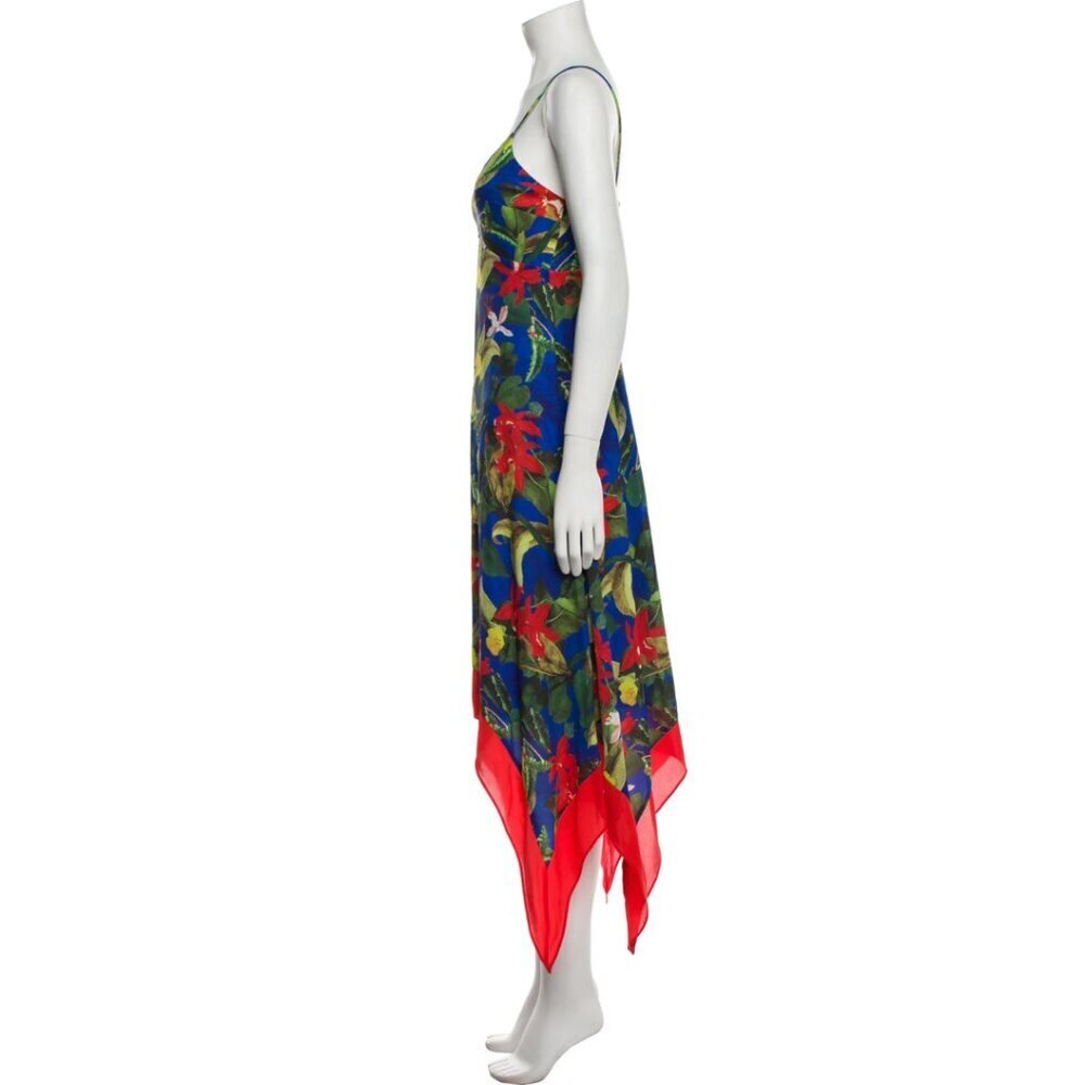 NWT Alice + Olivia Kayson Floral Print Midi Length Dress  XS | US 0 #9451 - Picture 4 of 7